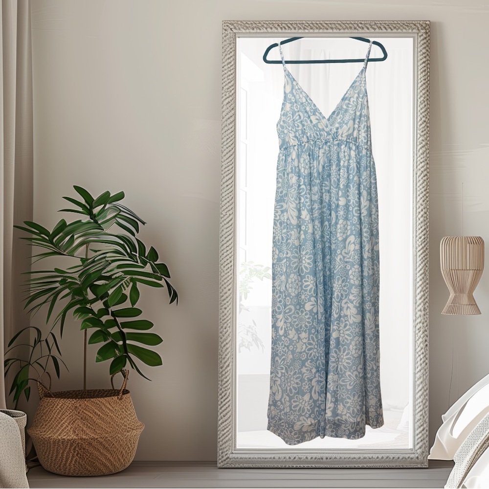 BOGO! Blue & White Floral Babydoll Maxi